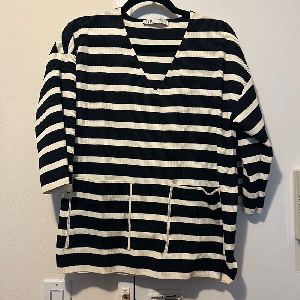 Zara XS OVERSIZE sweater striped USED 1x